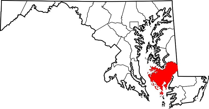 Fil:Map of Maryland highlighting Dorchester County.svg