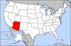 Karta över USA med Arizona markerad