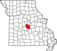 Karta över Missouri med Miller County markerat