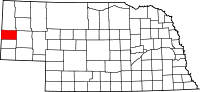 Karta över Nebraska med Scotts Bluff County markerat