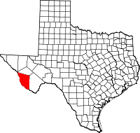 Karta över Texas med Presidio County markerat