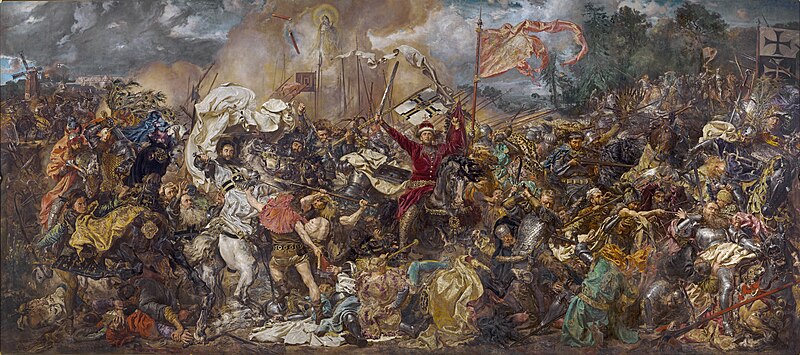 Den polske konstnären Jan Matejkos oljemålning av slaget vid Grunwald daterad 1878.