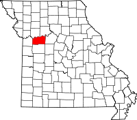 Karta över Missouri med Lafayette County markerat