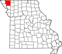Karta över Missouri med Nodaway County markerat