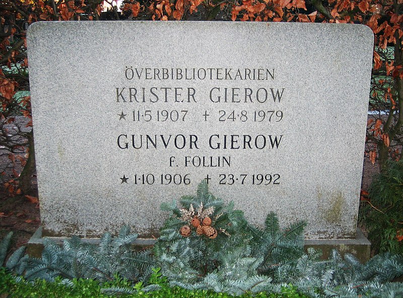 Fil:Grave of swedish librarian krister gierow lund sweden.jpg