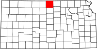 Karta över Kansas med Jewell County markerat