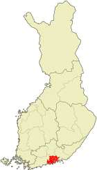 Karta som visar läget för landskapet Östra Nyland