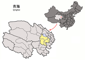 Hainans läge i Qinghai, Kina.