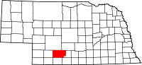 Karta över Nebraska med Frontier County markerat