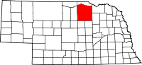 Karta över Nebraska med Holt County markerat