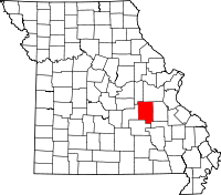 Karta över Missouri med Crawford County markerat