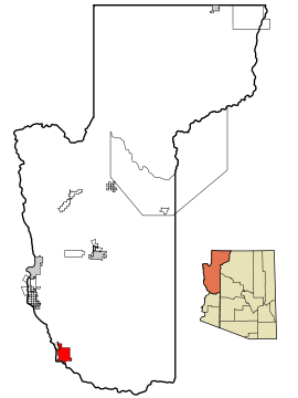 Geografiskt läge i Mohave County och delstaten Arizona