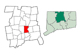 Geografiskt läge i delstaten Connecticut och Hartford County