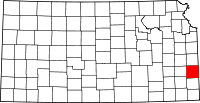Karta över Kansas med Bourbon County markerat