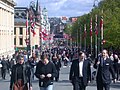 Karl Johans gata, i folkmun känd som "Karl Johan", i Oslo på Norges nationaldag.