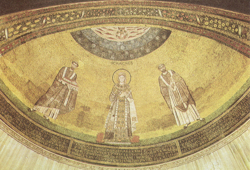Fil:Sant'agnese fuori le mura, mosaico di sant'agnese e santi, 625-638.jpg