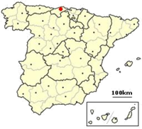 Spanien med Santanderss kommun markerad