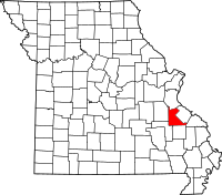 Karta över Missouri med Saint Francois County markerat