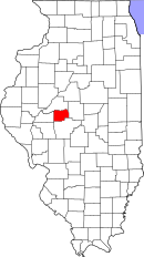 Karta över Illinois med Menard County markerat