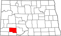 Karta över North Dakota med Hettinger County markerat