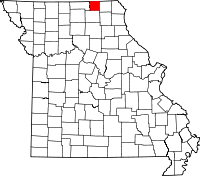 Karta över Missouri med Schuyler County markerat