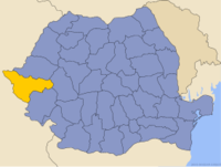 Administrativ karta över Rumänien med distriktet Timiş utsatt