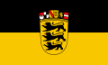 Landesdienstflagge mit großem Wappen ohne Schildhalter
