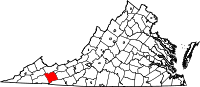 Karta över Virginia med Smyth County markerat