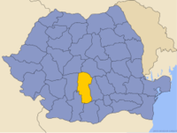 Administrativ karta över Rumänien med distriktet Argeş utsatt