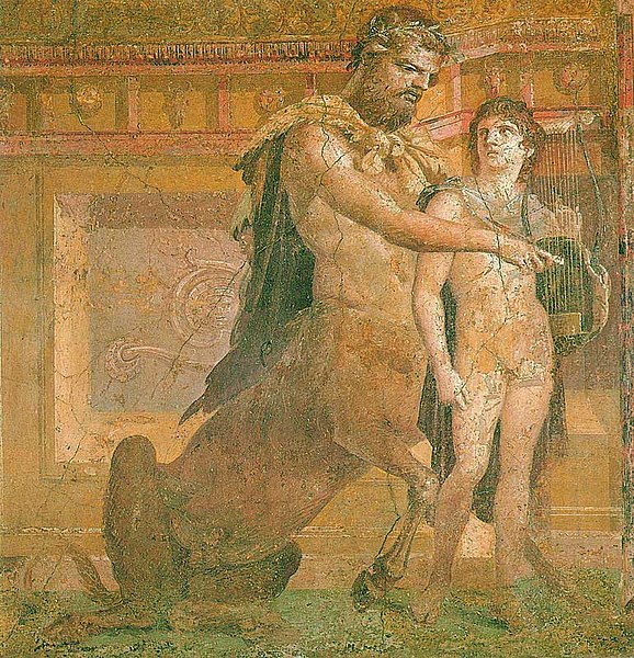 Fil:Chiron instructs young Achilles - Ancient Roman fresco.jpg