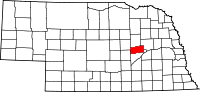 Karta över Nebraska med Nance County markerat