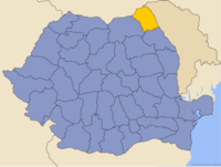 Administrativ karta över Rumänien med distriktet Botoşani utsatt
