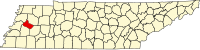 Karta över Tennessee med Crockett County markerat