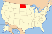 Karta över USA med North Dakota markerad