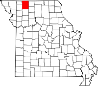 Karta över Missouri med Harrison County markerat