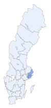 Stockholms läns läge i Sverige