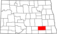 Karta över North Dakota med LaMoure County markerat
