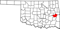 Karta över Oklahoma med Haskell County markerat