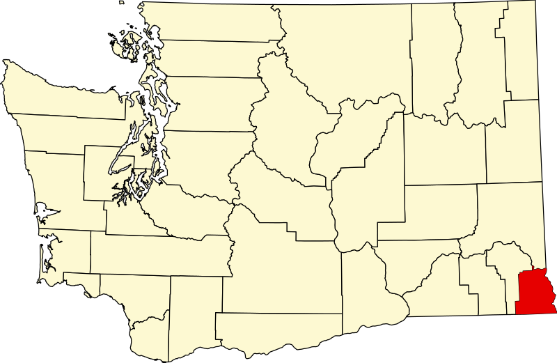 Karta över Washington med Asotin County markerat