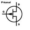 Symbol för JFET P-kanal transistor