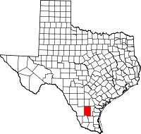 Karta över Texas med Duval County markerat