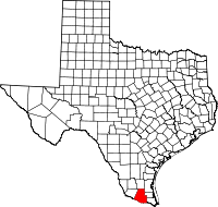 Karta över Texas med Hidalgo County markerat