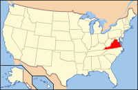 Karta över USA med Virginia markerad