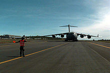 U.S. Air Force C-17 Globemaster III på Entebbe International Airport.