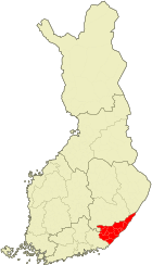 Karta som visar läget för landskapet Södra Karelen
