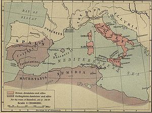 Gränserna för Roms och Kartaghos inflytandezoner strax innan kriget
