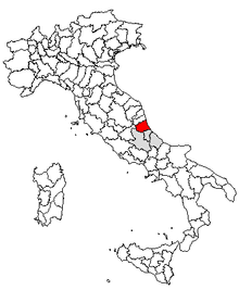 Karta över Italien, med Teramo (provins) markerat