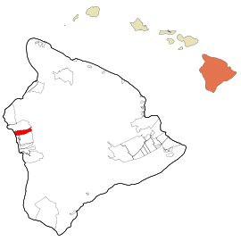 Hawaii County Hawaii Incorporated and Unincorporated areas Holualoa Highlighted.svg