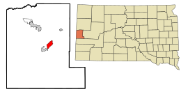 Karta över South Dakota och Lawrence County.