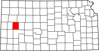 Karta över Kansas med Scott County markerat